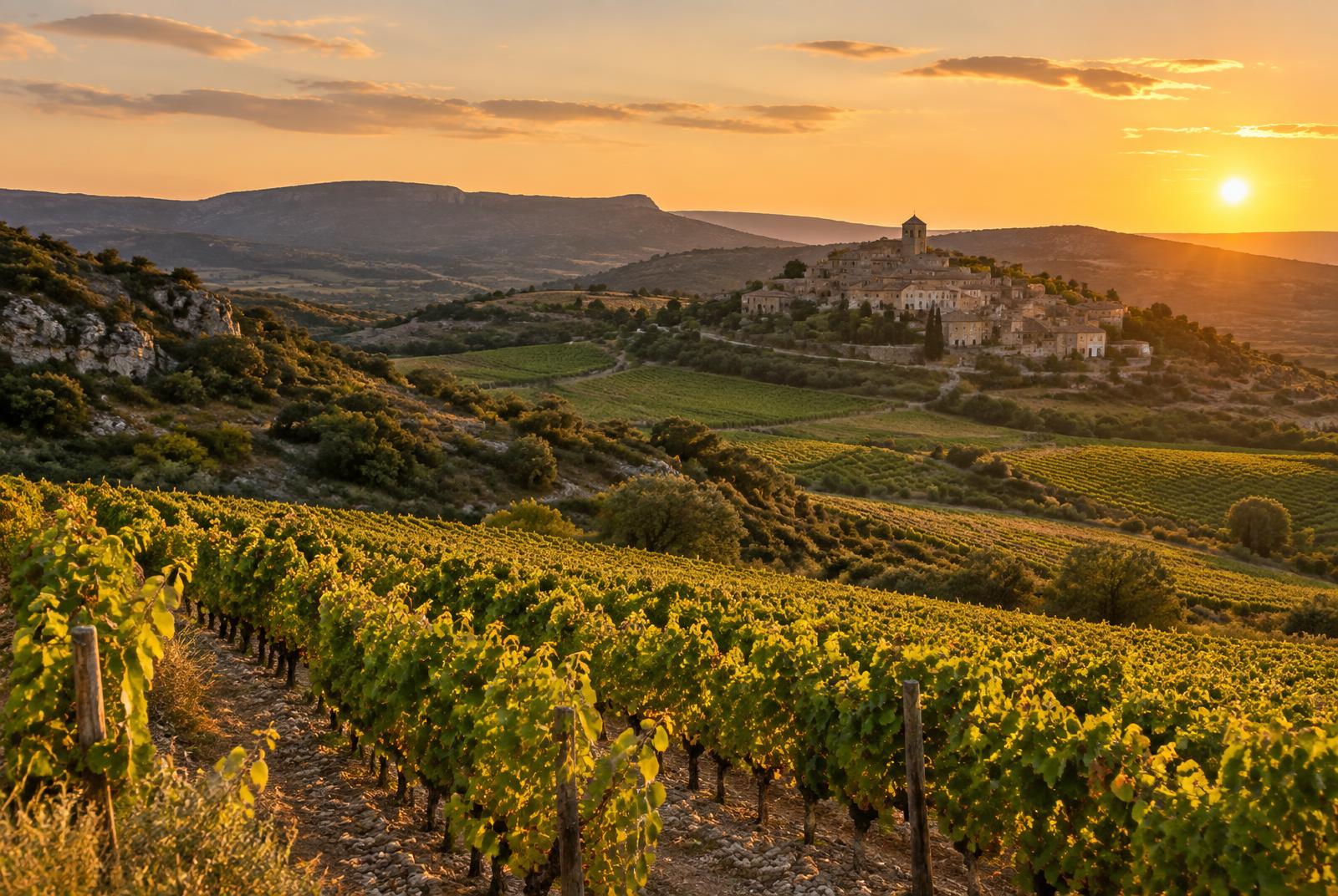 Vignobles et village des Corbières